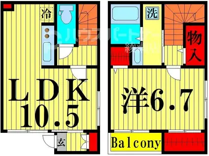 ルぺC棟(1LDK/1階)の間取り写真