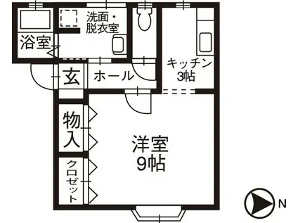 ニューカラーパイン(1K/2階)の間取り写真