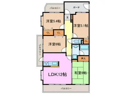 グランレイム赤池(4LDK/11階)の間取り写真