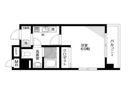 サンパティー(1K/4階)の間取り写真