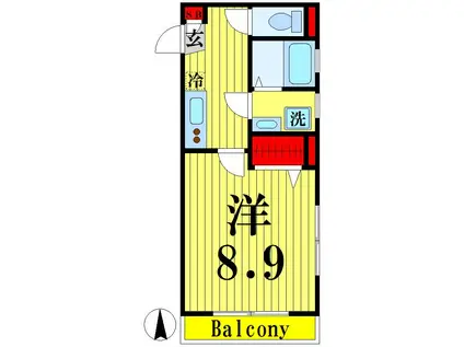 グランハイム吉沢(1K/2階)の間取り写真