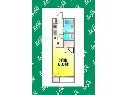 サリーダシティー(1K/2階)の間取り写真