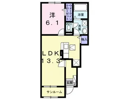 東与賀町下古賀アパート(1LDK/1階)の間取り写真