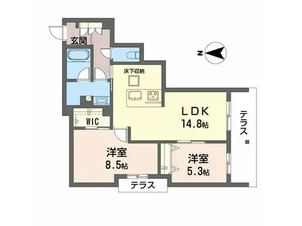 シャーメゾン ブラン ノア(2LDK/1階)の間取り写真