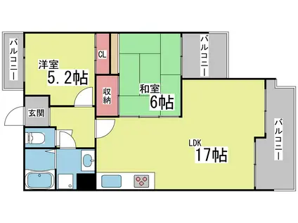 フォーラムノリタケⅠ(2LDK/2階)の間取り写真
