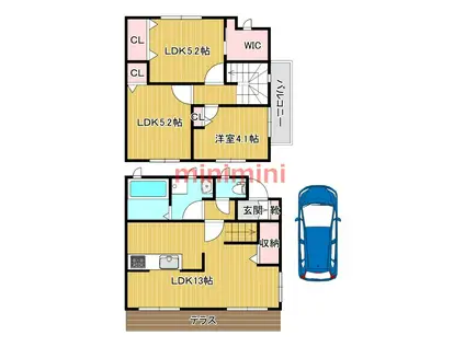 城西町テラス(3LDK/1階)の間取り写真