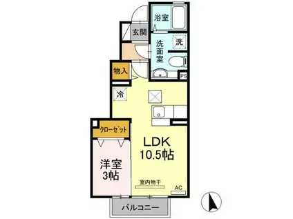 セジュールモトC(1LDK/1階)の間取り写真