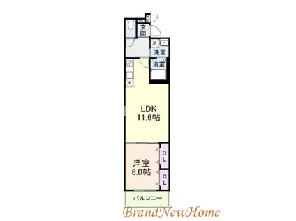 フジパレス深井水池町(1LDK/1階)の間取り写真