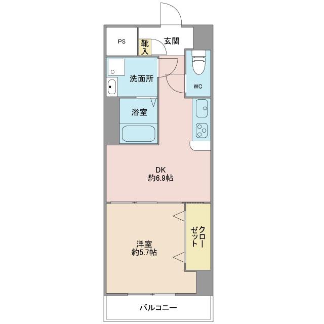 リデアル顕徳(1DK/1階)の間取り写真