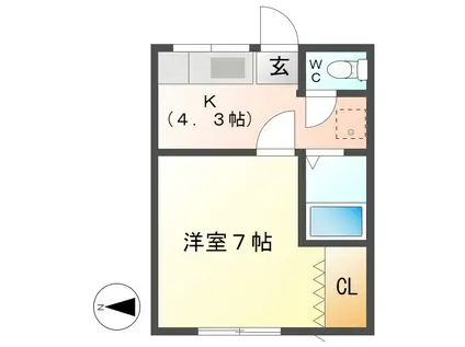 コーポ美水(1K/1階)の間取り写真