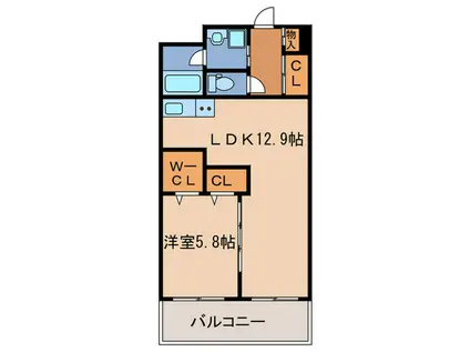 RIVER STORM SHIRATORI(1LDK/2階)の間取り写真