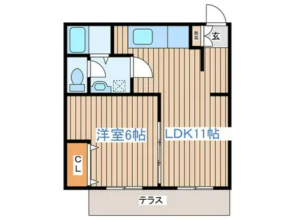 トレフールU(1LDK/1階)の間取り写真