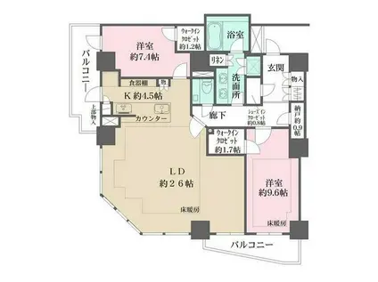 ザ・パークハウス三田ガーデン タワー棟(2LDK/21階)の間取り写真