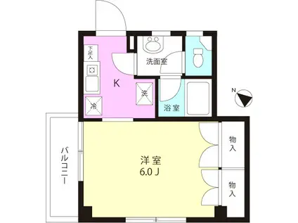 青木ハウス(1K/3階)の間取り写真