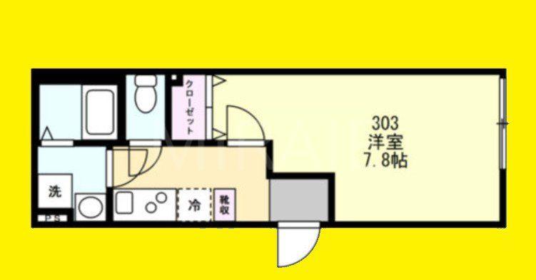 コスモリーヴ茅ヶ崎(1K/3階)の間取り写真