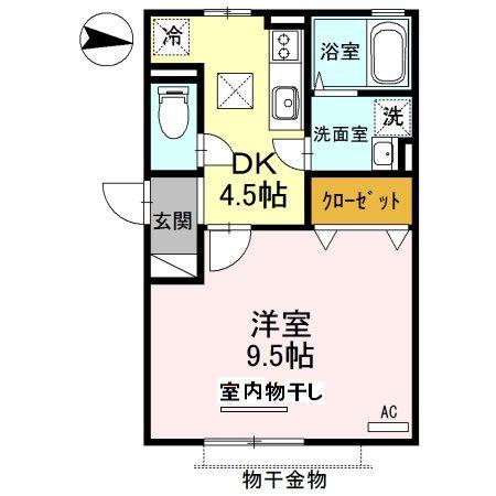ゴマリ ジャーディン(1DK/1階)の間取り写真