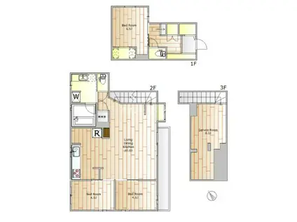 SOBE中目黒(3SLDK/1階)の間取り写真