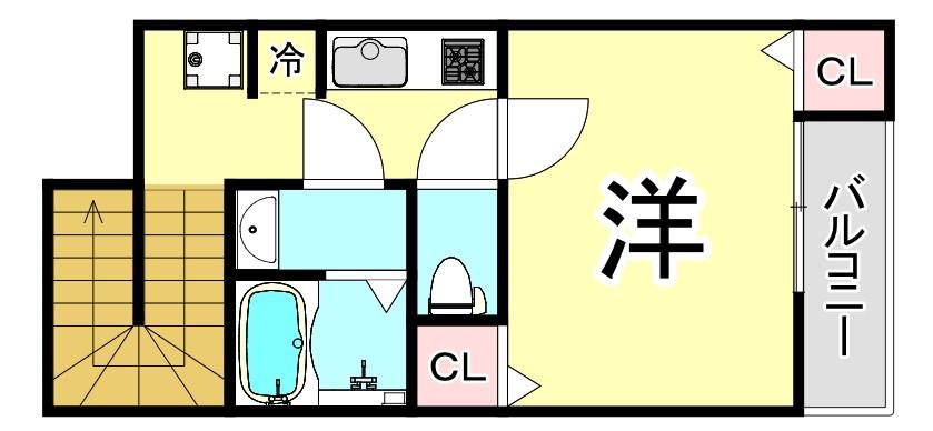 レオパレス神祇官町LA1(1K/2階)の間取り写真