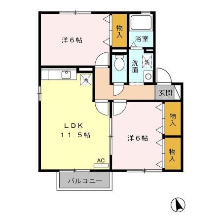 セジュール薮田B(2LDK/2階)の間取り写真