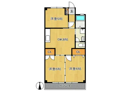 追分ビル(3DK/2階)の間取り写真