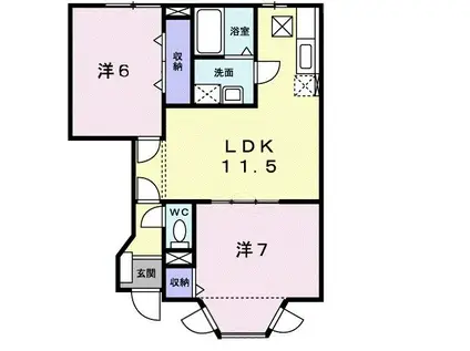 エスポアール III(2LDK/1階)の間取り写真