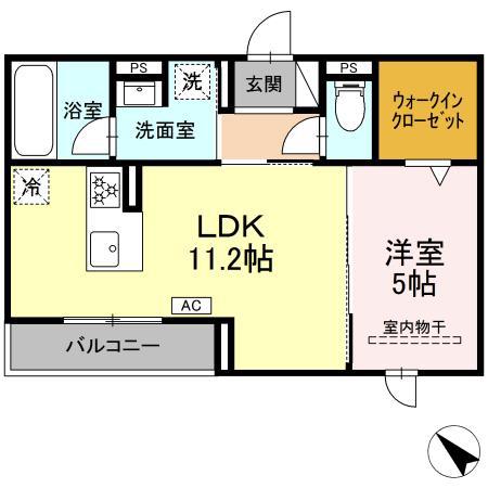 D-AVANCE 柱六番町 II(1LDK/2階)の間取り写真