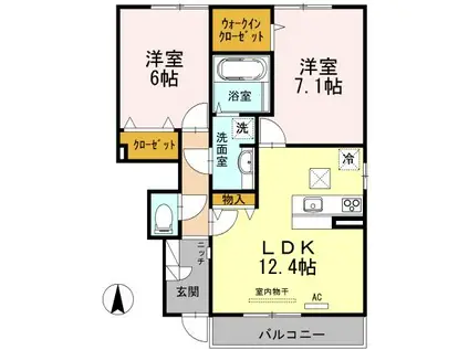 ZEN 弐番館(2LDK/1階)の間取り写真