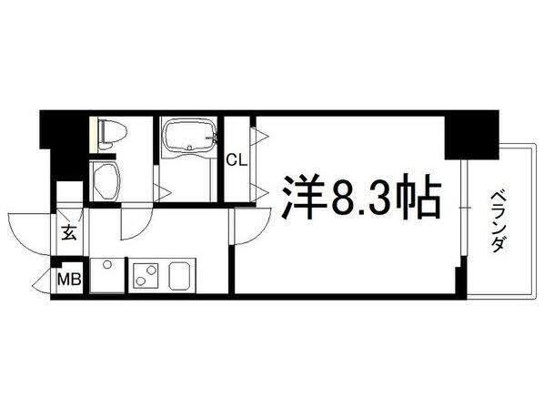 JPレジデンス大阪城南(1K/9階)の間取り写真