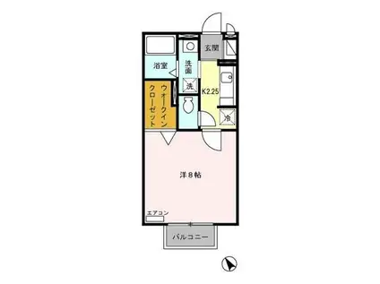 サンビレッジII(1K/1階)の間取り写真