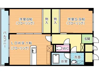 フィオレンティーナ(2LDK/4階)の間取り写真