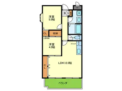 メゾンドエルGE(2LDK/3階)の間取り写真