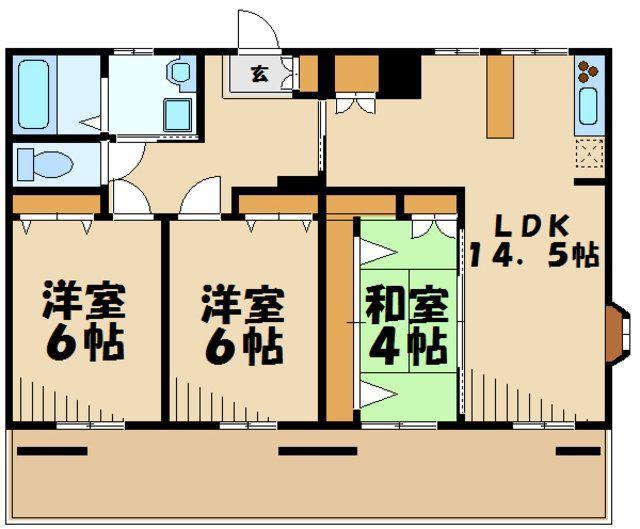 メゾーネ宮崎台(3LDK/2階)の間取り写真