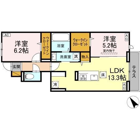 YAMAJUII(2LDK/1階)の間取り写真