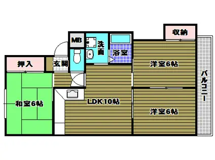 グレース狭山(3LDK/2階)の間取り写真