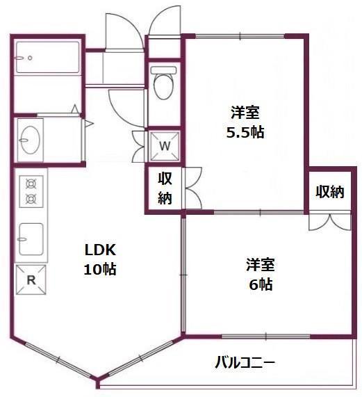 ヴィラ大泉(2LDK/2階)の間取り写真