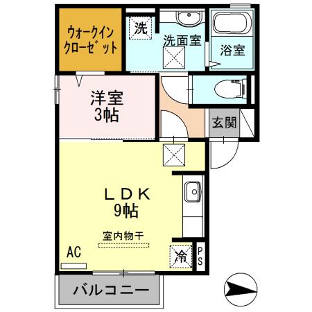 グレイスコート(1LDK/1階)の間取り写真