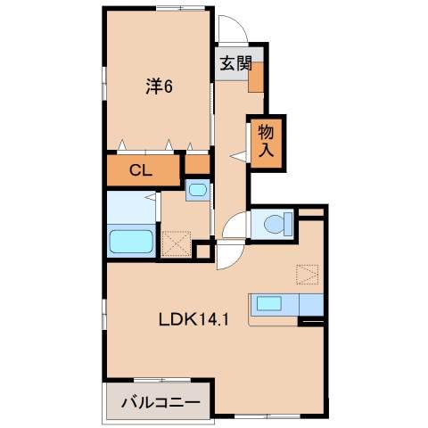 サンズパークI(1LDK/1階)の間取り写真