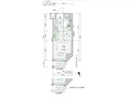 メインステージ横濱三ツ沢(1K/3階)の間取り写真