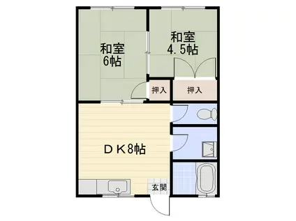 コーポ大学(2DK/2階)の間取り写真