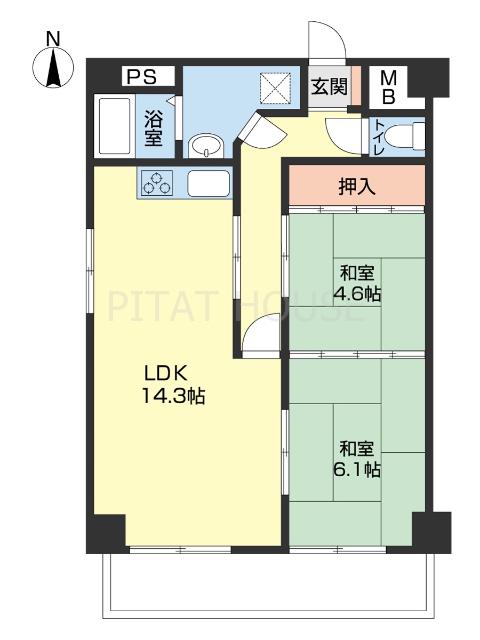 エレナ和歌浦(2LDK/1階)の間取り写真