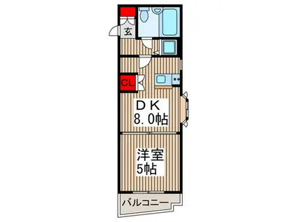 ワコーレ所沢(1DK/1階)の間取り写真