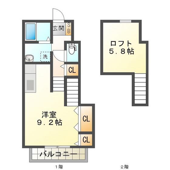 LASTING ROSE東日野(ワンルーム/1階)の間取り写真