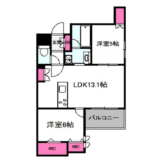 内代レジデンスノース(2LDK/2階)の間取り写真