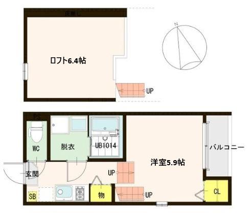 RETINA太子堂II(1K/1階)の間取り写真