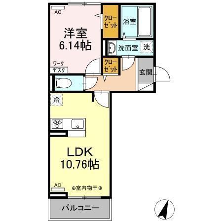 ファーストステージ江木(1LDK/3階)の間取り写真