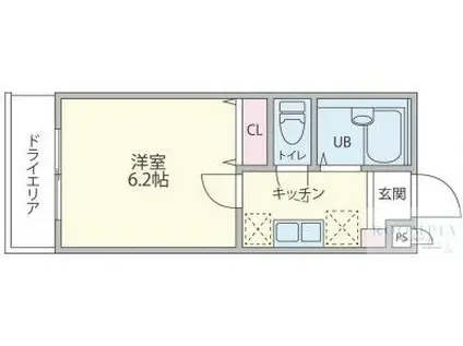 キーウエスト三軒茶屋(1K/B1階)の間取り写真