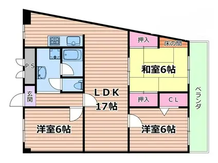 千里ガーデンハイツ(3LDK/11階)の間取り写真