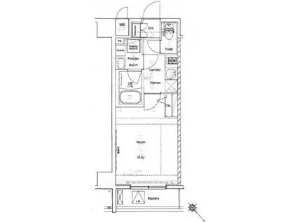 メイクスデザイン王子(1K/3階)の間取り写真