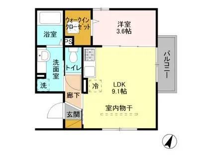 アビターレ浦和A(1LDK/1階)の間取り写真