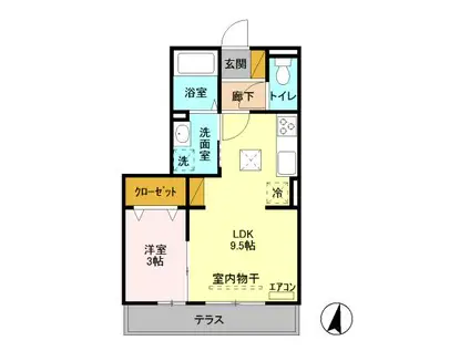 ルナ・エスポワール(1LDK/1階)の間取り写真